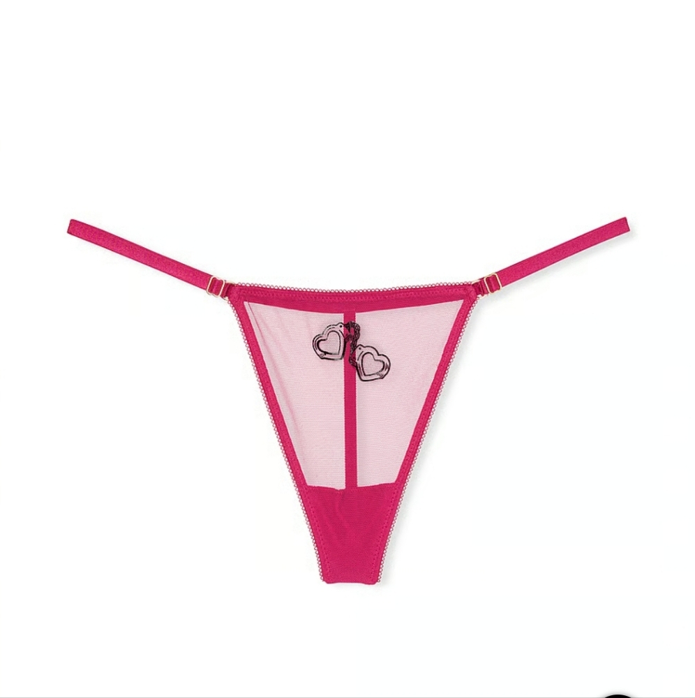 Victoria'a Secret Very Sexy Flirty Mesh Adjustable V-String Panty MEDIUM PINK